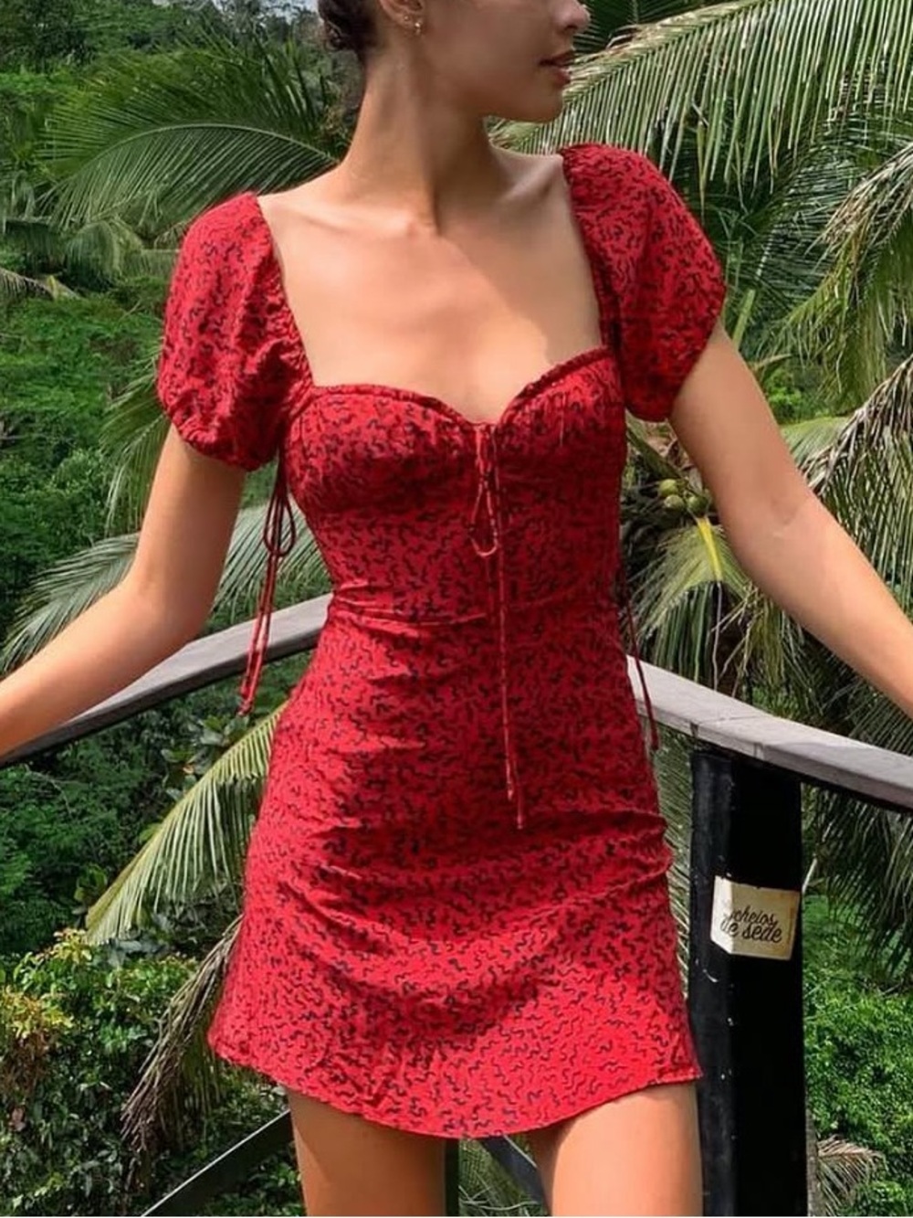 Realisation Par The Venus Silk Dress in red squiggle size XS